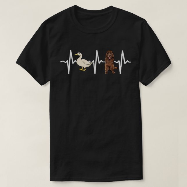 White Duck Newfundland Heartbeat Dog Lover  T-Shirt (Design vorne)