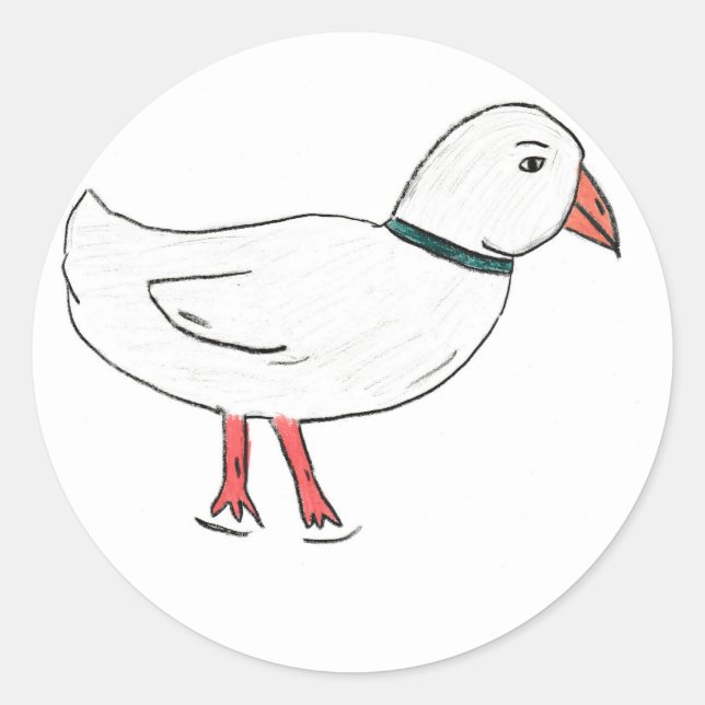 White Duck Runder Aufkleber (Vorderseite)