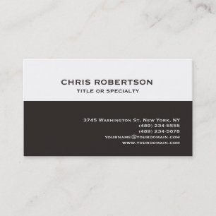 White Dunkle Beige Moderne Schlichte Business Card Visitenkarte