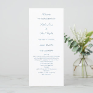 White Dusty Blue Wedding Programme