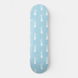 White Easter Bunny Rabbit Ears Pastel Blue Spring Skateboard
