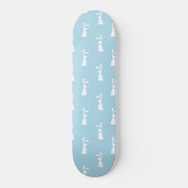 White Easter Bunny Rabbit Ears Pastel Blue Spring Skateboard (Vorderseite)