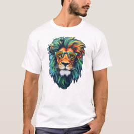 White Editable Man T - Shirt - Lion