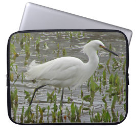 White Egret Foto Green Water Pflanze Lake Bird Laptopschutzhülle