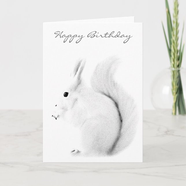 White Eichhörnchen Happy Birthday Card Karte (Vorderseite)