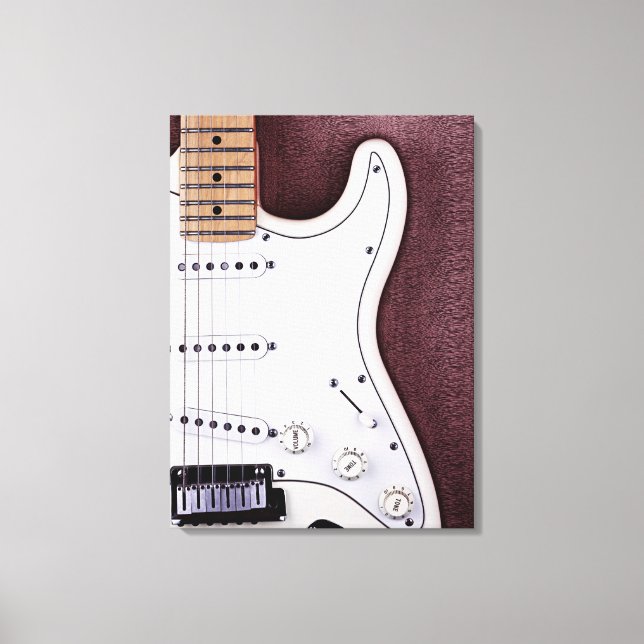 White Electric Gitarre 2 Leinwanddruck (Vorderseite)