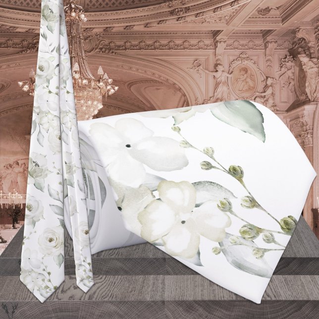 White Elegance First Spring Florals Wedding Krawatte (Von Creator hochgeladen)