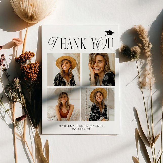 White Elegance Graduation Merci Photo Collage (Créateur téléchargé)