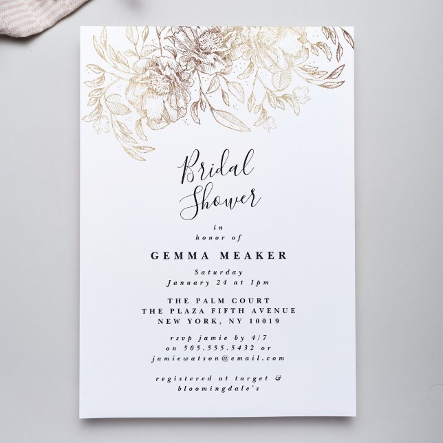 White Elegant Botanical Bridal Shower Invitation (Créateur téléchargé)