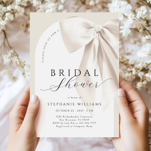 White Elegant Bow Arch nuptiale douche Invitation