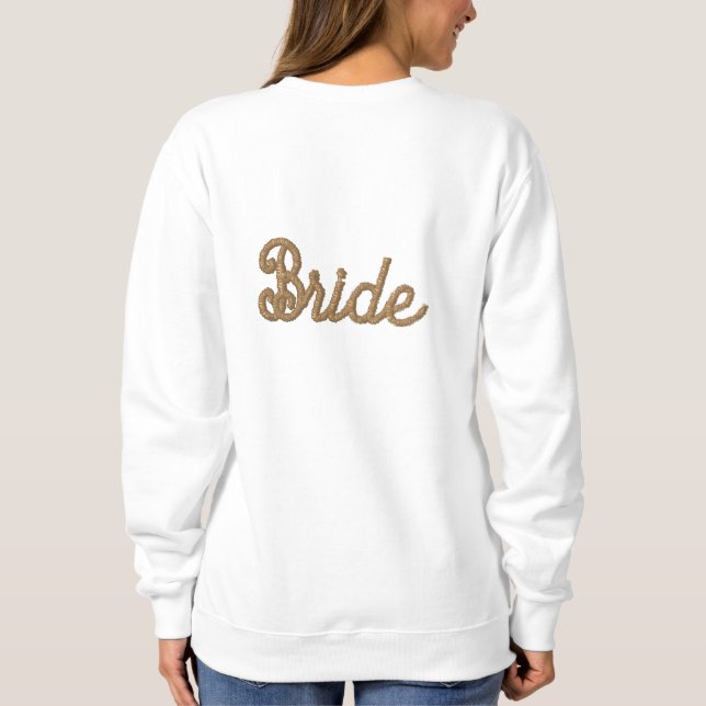 White Elegant Chic Bride Wedding Besticktes Sweatshirt (Rückseite)