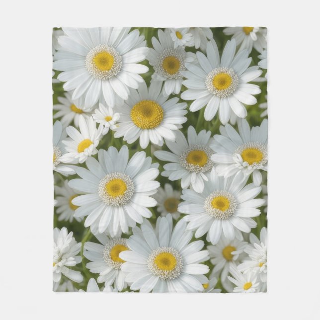 White Elegant Daisies Fleecedecke (Vorderseite)