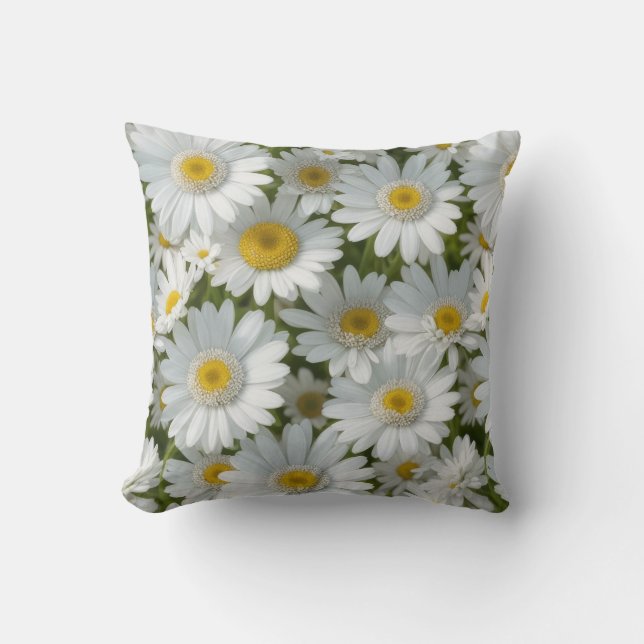 White Elegant Daisies Kissen (Vorderseite)