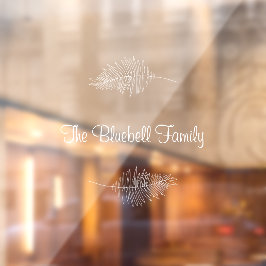 White Elegant Family Name Botanical Leaf Sticker