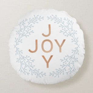 White Elegant Joy Holiday Rundes Kissen