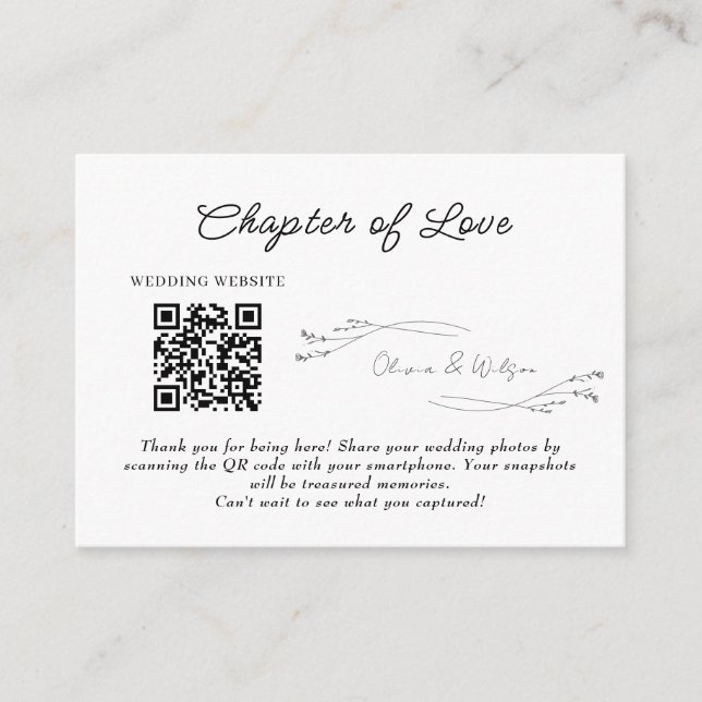 White Elegant Minimalist Botanical Wedding Begleitkarte (Vorderseite)