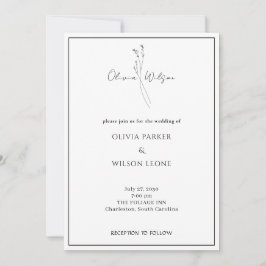 White Elegant Minimalist Botanical Wedding Einladung