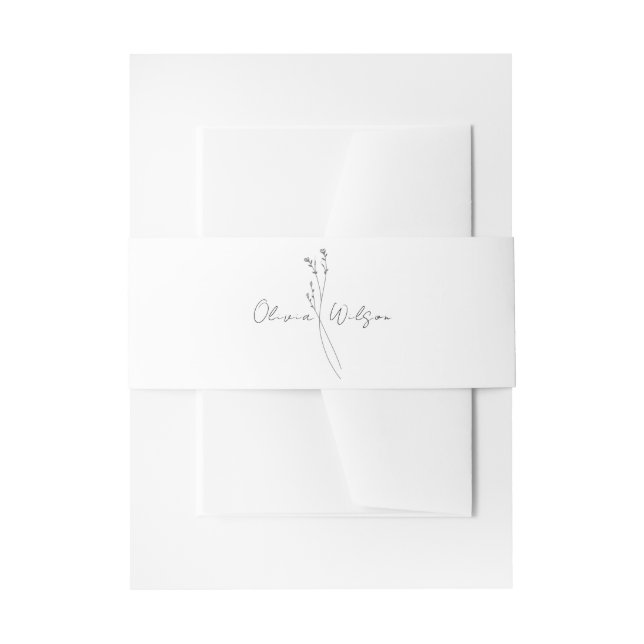 White Elegant Minimalist Botanical Wedding Einladungsbanderole (Vorderseite Beispiel)