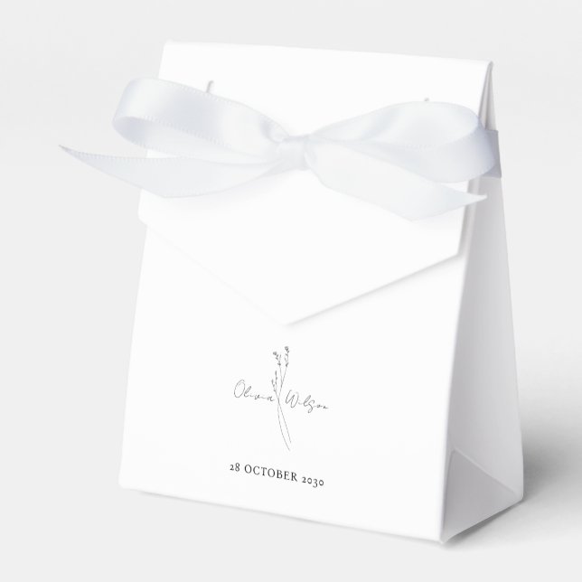White Elegant Minimalist Botanical Wedding Geschenkschachtel (Vorderseite)