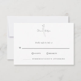 White Elegant Minimalist Botanical Wedding RSVP Karte