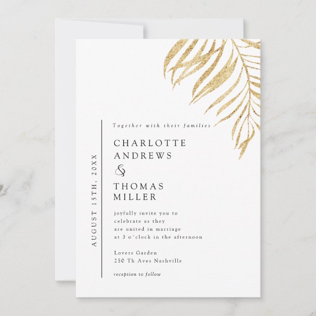White Elegant Plant Trending Wedding  Einladung (Vorderseite)