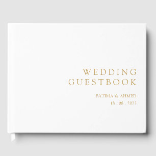 White Elegant Script Minimal Gold muslimische Hoch Gästebuch