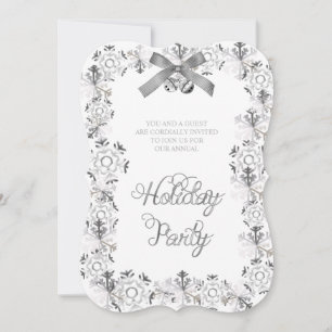 White Elegant Snowflake Invitation de la fête d'en