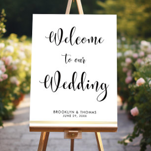 White Elegant Wedding Empfang Sign 18x24 Poster