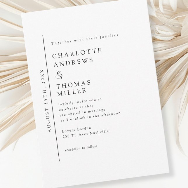 White Elegante Trending Wedding Einladung (Modern, minimalist, trending, white, wedding invitation.)