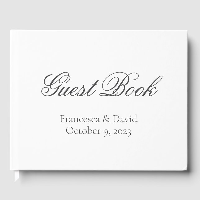 White Elegante Wedding Modern Simple Gästebuch (Vorderseite)