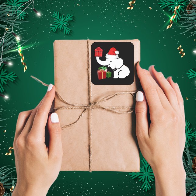 White Elephant & Gifts Weihnachtsfamilie Quadratischer Aufkleber (White Elephant & Gifts Christmas Family Square Sticker)
