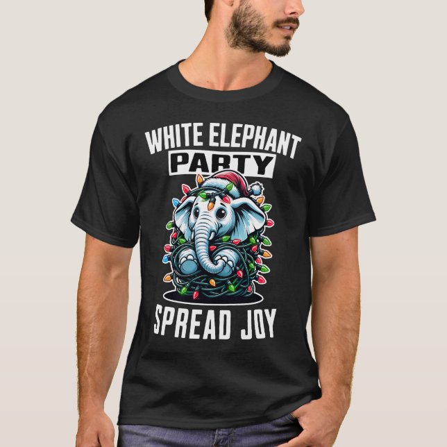 White Elephant Party Christmas Lights Spread Joy T-Shirt (Vorderseite)