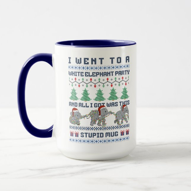 White Elephant Party Funny Ugly Christmas Joke Tasse (Links)