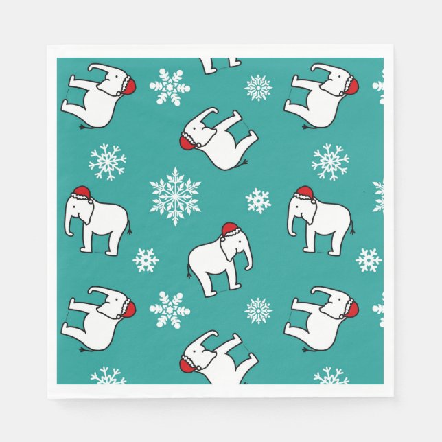 White Elephant Party Weihnachten (Aquamarinen Papi Serviette (Vorderseite)