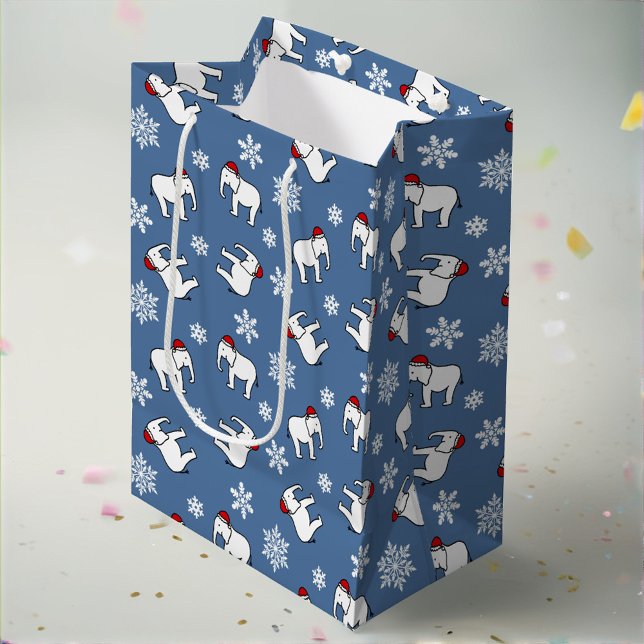 White Elephant Party Weihnachten (Blau) Geschenkta Mittlere Geschenktüte (Von Creator hochgeladen)