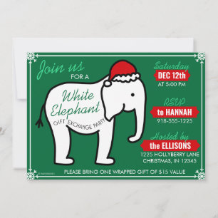 White Elephant Party Weihnachten (grün) Einladung