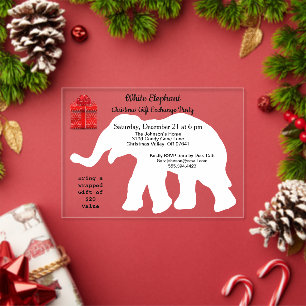 White Elephant Weihnachten Diamond Muster zurück Acryleinladungen