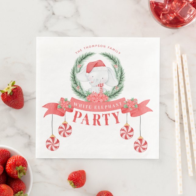 White Elephant Weihnachtsgeschenke Exchange Serviette (Beispiel)