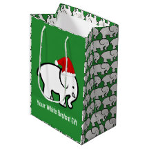 White Elephant with Santa Hat Design Gift Bag