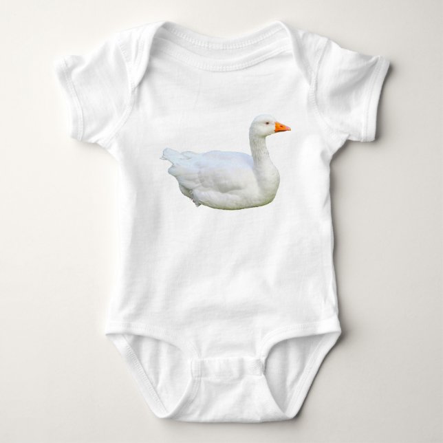 White Emden Goose Baby Bodysuit Baby Strampler (Vorderseite)