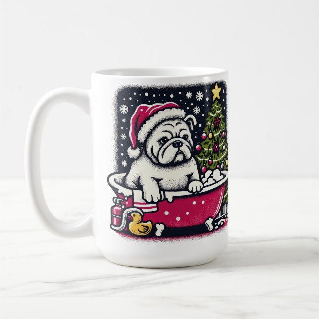 White English Bulldog Bath Christmas Kaffee Tasse (Links)
