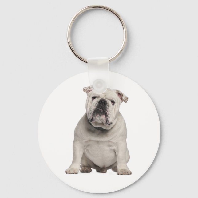 White English Bulldog Puppy Dog Schlüsselanhänger (Vorderseite)