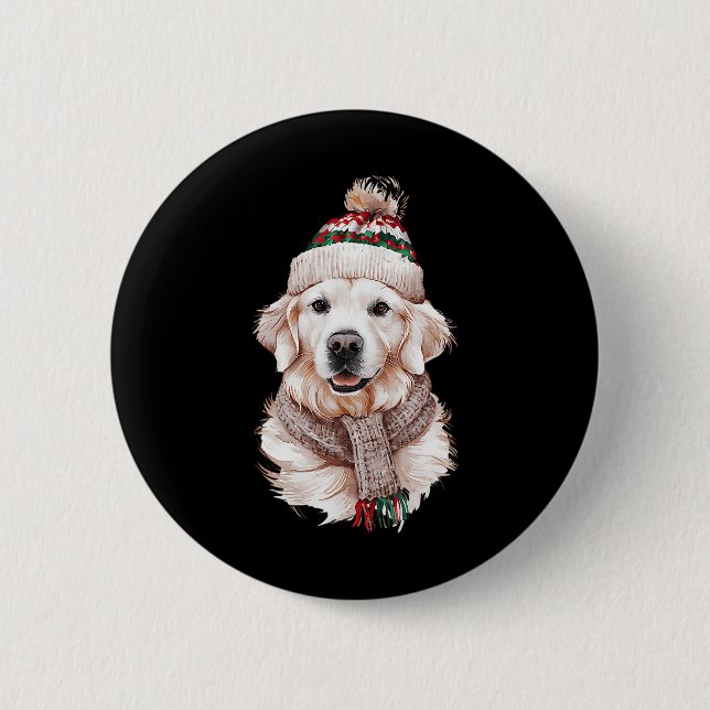 White English Cream Golden Retriever Mama Doppy Pu Button (Vorderseite)