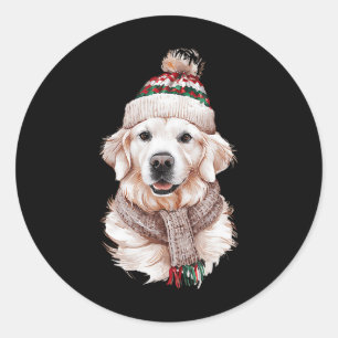 White English Cream Golden Retriever Mama Doppy Pu Runder Aufkleber