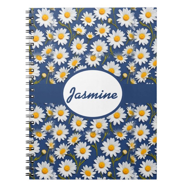 White English Daisies on Blue Notizblock (Vorderseite)