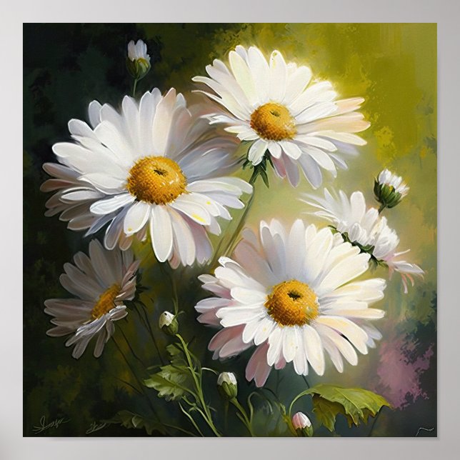 White English Daisy Blume Art Print Poster (Vorne)