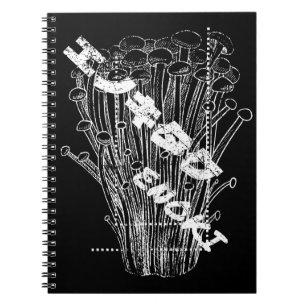 White Enoki Mushrooms Japanese Letters Fungus Food Notizblock