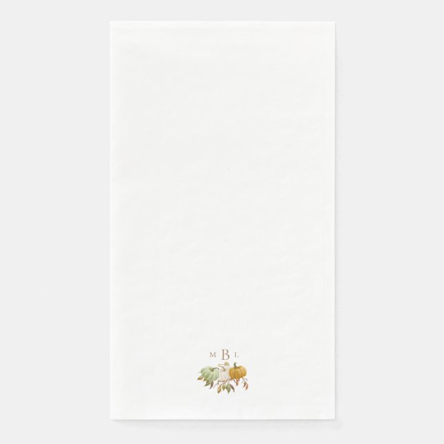 White Erntedank Pumpkin Monogram Serviette (Vorderseite)