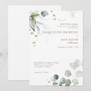 White Eucalyptus Elegance Bride Eltern Hochzeit Einladung