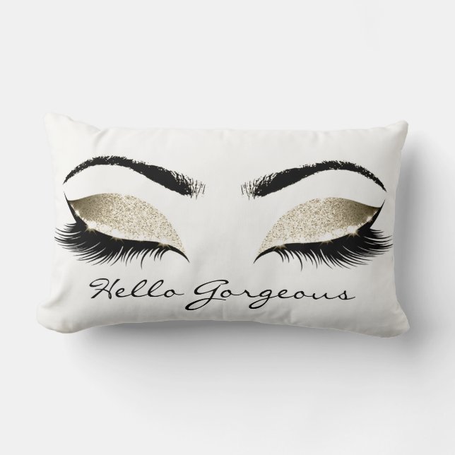 White Eyes Makeup Lash Hallo Gorgeous Champaigne1 Lendenkissen (Vorderseite)